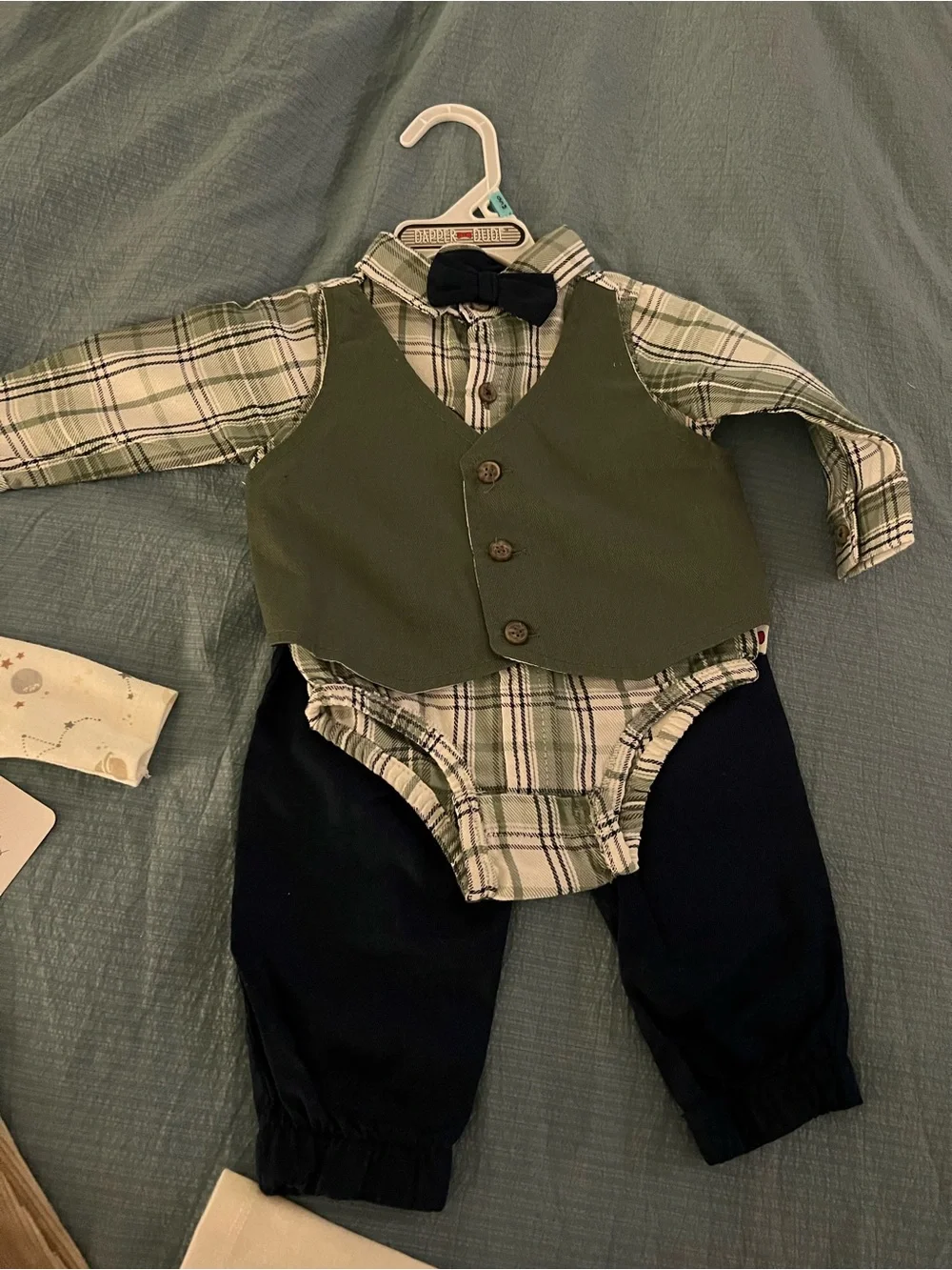 Carter's Cream, Tan and Green Baby Matching Sets - 3pc